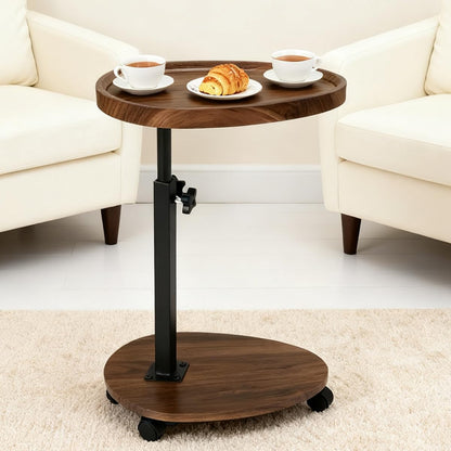 Kiss Me C Shaped Side Table Height Adjustable With Wheels For Sofa Bedroom