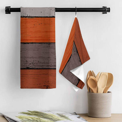 Cotton Kitchen Towels 3 Pack 18 X 28 Inch Farmhouse Rustic Barn Door Burnt Orange Grey Super Soft Tea Towels/Bar Towels/Hand Towels Absorbent