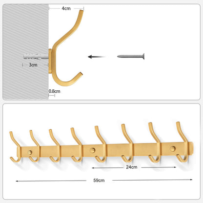MEIJO Coat Hooks Wall Mounted, Coat Rack Wall Mounted Stainless Steel Heavy Duty Wall Hook, Coat Hooks for Door, Bedroom, Bathroom, Kitchen