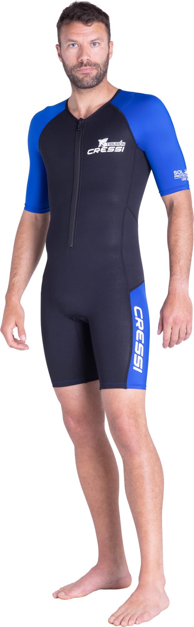 Cressi Mens Tiburon Man Monopiece 2 Mm Shorty Wetsuit, Black / Blue, S EU