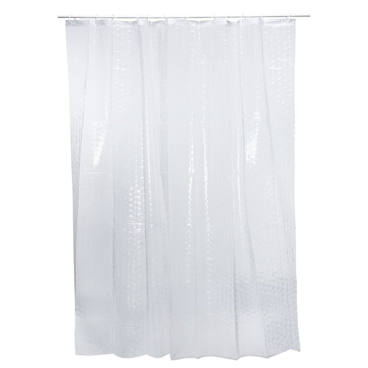 GOODS+GADGETS Shower Curtain Bath Curtain; Waterproof, Washable Anti-Mould 100% Polyester Bath Curtain for Bathtub & Shower Tray (Transparent)
