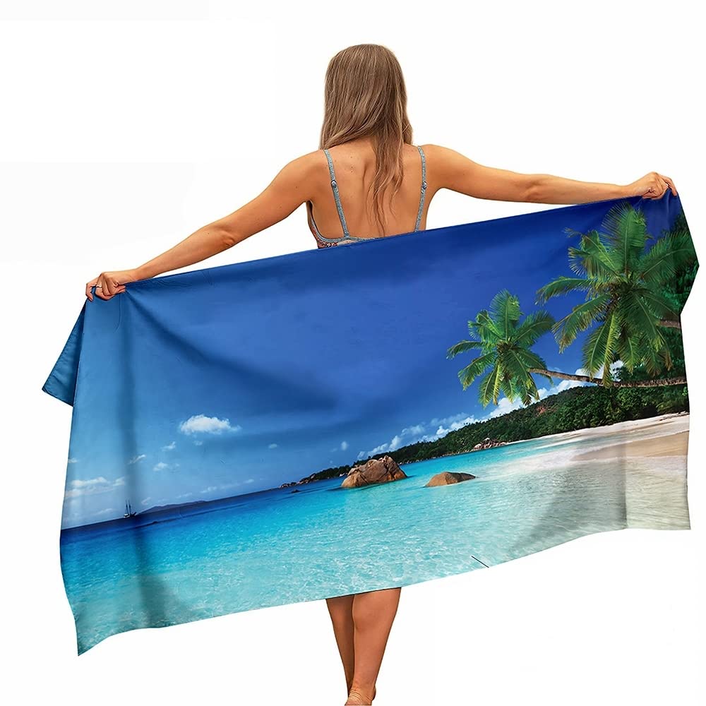 Ulticool Microfibre Towel - Beach Sea - 160 x 80 cm - Lightweight Travel Towel Quick Drying Bath Towel Beach Towel Sauna Towel Microfibre