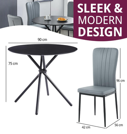 Hallowood Furniture Cullompton Small Round Dining Table and Chairs Set 4