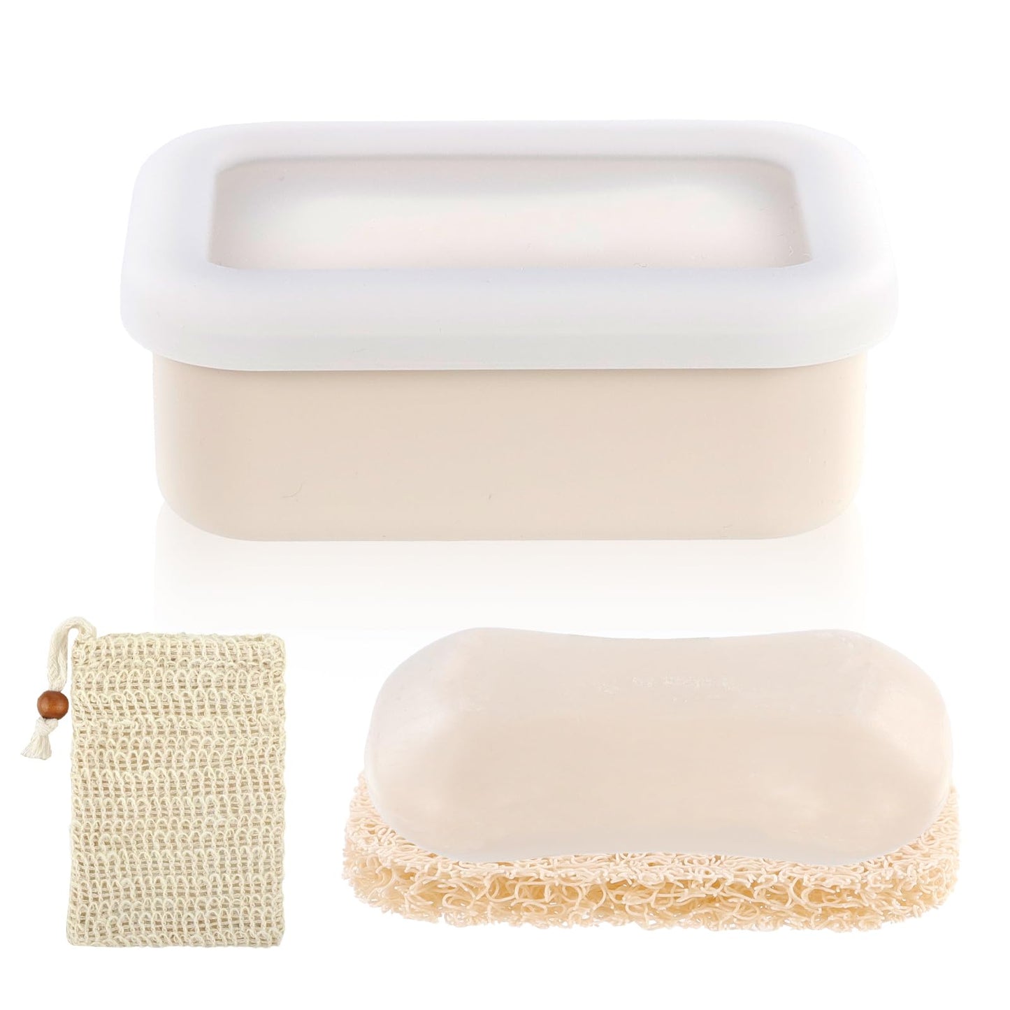 KUAOOAUK Silicone Travel Soap Case with a Draining Matandfoaming mesh bag