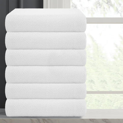 CASA COPENHAGEN Popcorn Textured 6-Piece Small Bath Towel Set - White, 550 g/m², 6-piece small bath towels, cotton towels for rough and tough use