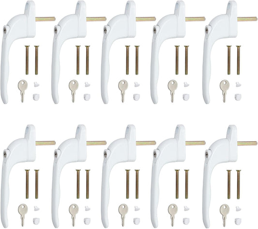 Neoteck 10 Pcs UPVC Window Handle, Double Glazing Universal Espag, White, 43mm