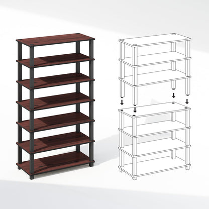 Furinno TURN-N-TUBE Storage Shelves Set of 2, 4-Tier Stackable Standing Shelf, Open Corner Shelf, for Organization and Storage, Living Room, Garage