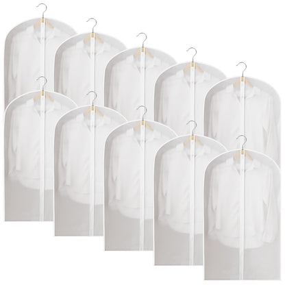 Ogetok 10 PCS Long Garment Covers Translucent Clothes Full Zipper Bags with Zip for Men Women