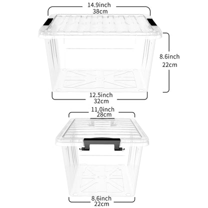 Cetomo 15L*3 Storage Boxes with Lids, Plastic Storage Box with Secure Side Latches, PP Nestable and Stackable Clear Organizer for Home, Office