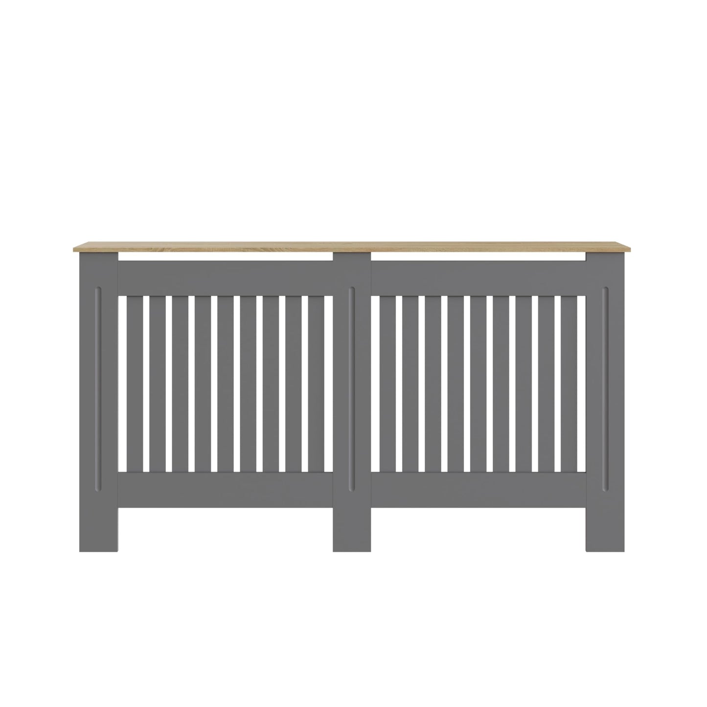 GFW Longslow Large Radiator Cover with Vertical Slatted Design, Top Display Shelf, Durable Finish and Modern Radiator Cabinet, Grey