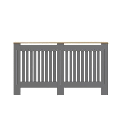 GFW Longslow Large Radiator Cover with Vertical Slatted Design, Top Display Shelf, Durable Finish and Modern Radiator Cabinet, Grey