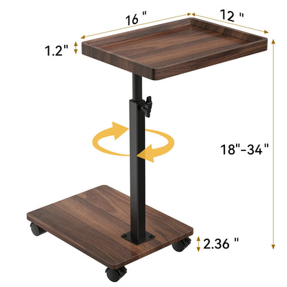 XNSDXV C Shaped Side Table Adjustable Height, 360°Swivel Bedside Tables With Wheels, End Table for Small Spaces, Sofa Side Tables For Living room