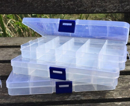 Ardisle 3 Pack 15 Cell Clear Plastic Storage Organiser Compartment Craft Bead Box Case Nail Art Gem Bits Small Screws Seperator Split Shot Unit Box