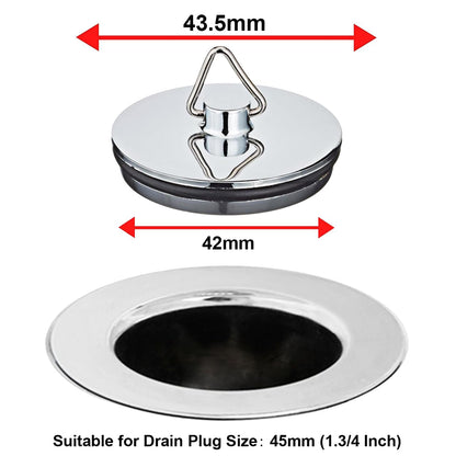 2 Pack Tomario Chrome Bath Plug, 450mm Stainless Steel Ball Chain Hook Pedestal Bathroom Sink Plug for Kitchen Bath Sink Drain Stopper Plug