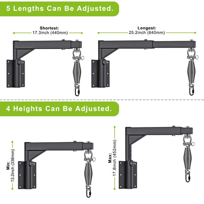 BeneLabel Punch Bag Bracket, Boxing Bag Wall Stand Frame Heavy Duty Speed Bag Hanger Silent Rotation Spring Carabiner with Adjustable 44-64cm