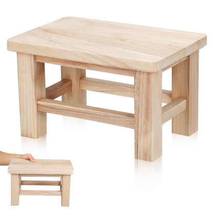 TOPBATHY Solid Wood Shoe Changing Stool Wooden Bench Seat for Entryway Small Step Stool Footrest and Plant Stand Compact Low with Smooth Rounded