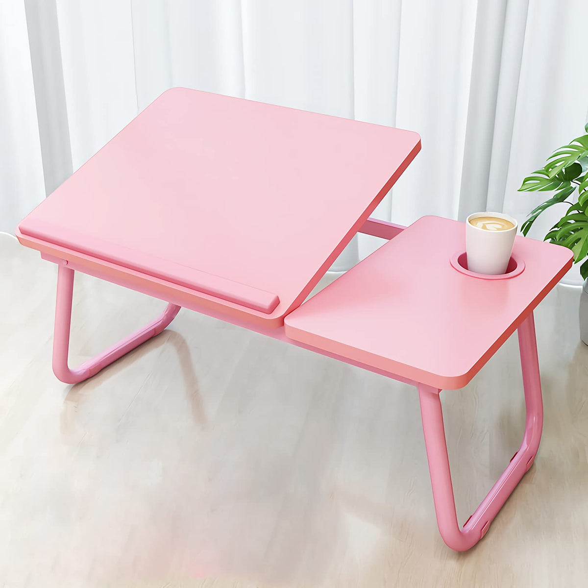 Laptop Desk, Laptop Bed Table with Foldable Legs & Cup Slot, Reading Holder Notebook Stand Breakfast Bed Tray Book Holder for Sofa, Bed, Terrace