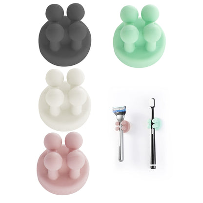 Silicone Toothbrush Holders Multi-Function Hook Razor holder Waterproof Self Adhesive Wall Mounted Single Hook for Wall or Glass for Hanging Bathroom