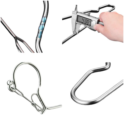 Trrcylp Wire Coat Hangers 10 Pack 25lbs Capacity 4mm Stainless Steel Slim Thin Heavy Duty Windproof Lock Hook Metal Space Saving Clothes Hangers for