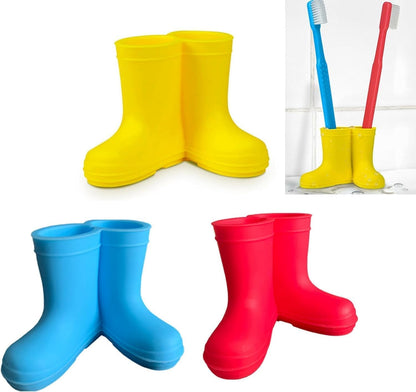 KOMUNJ 3 Packs Rain Boots Toothbrush Holder Silicone Toothbrush Holder Cute Boot Design Toothbrush Holder for Kids Safety Razor Stand Multipurpose