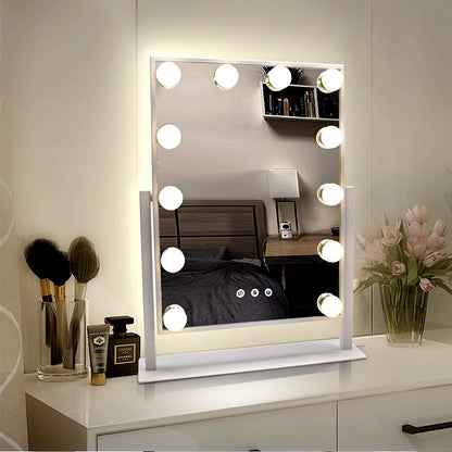TUREWELL Hollywood Makeup Mirror with Lights,Large Lighted Vanity Mirror with 3 Color Light & 12 Dimmable Led Bulbs,Smart Lighted Touch Control Screen