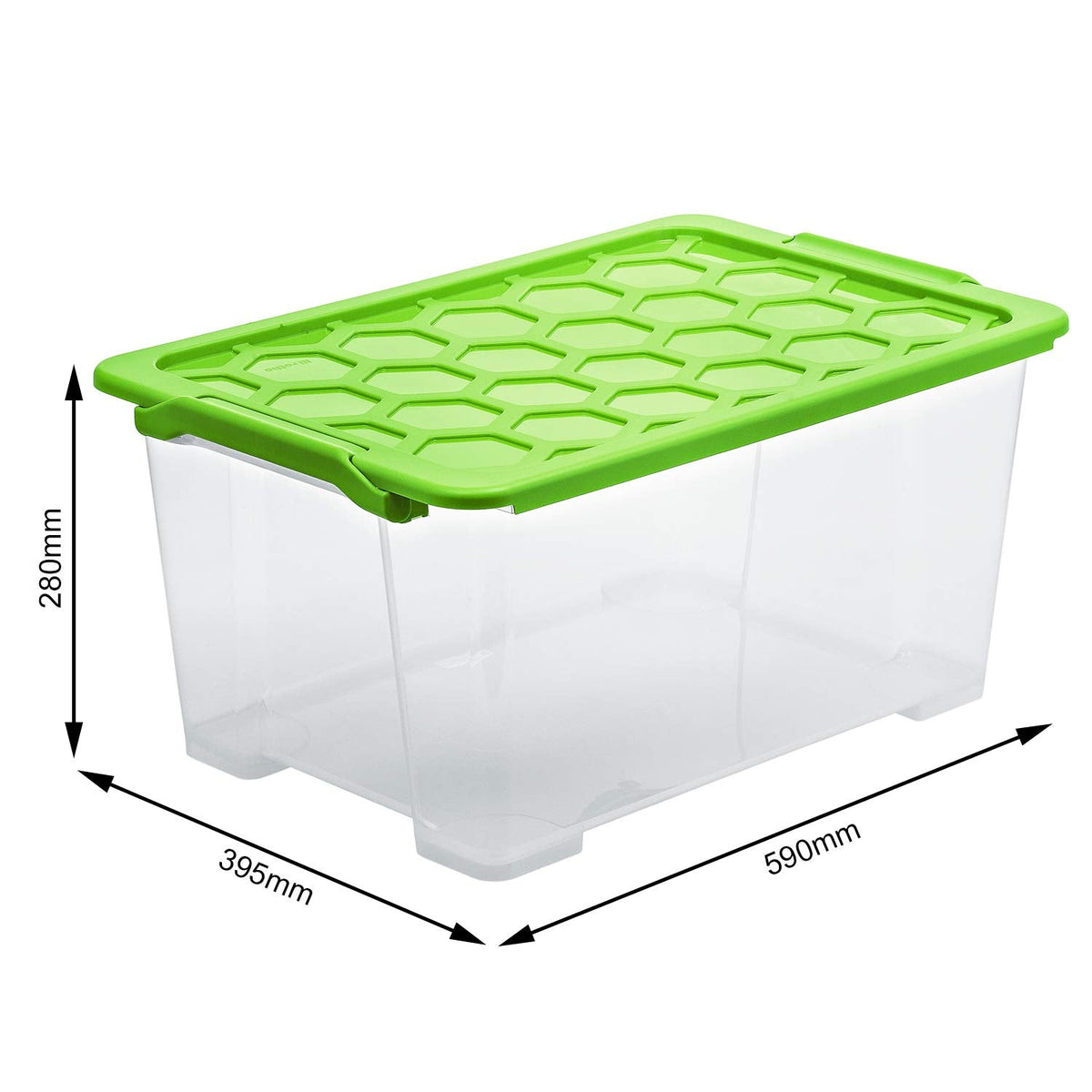 Rotho Evo Safe Keeping Set of 3 Storage boxes with lid 40 l, Plastic (PP) BPA-free, green/transparent, 3 x 44l (59,0 x 39,5 x 28,0 cm)