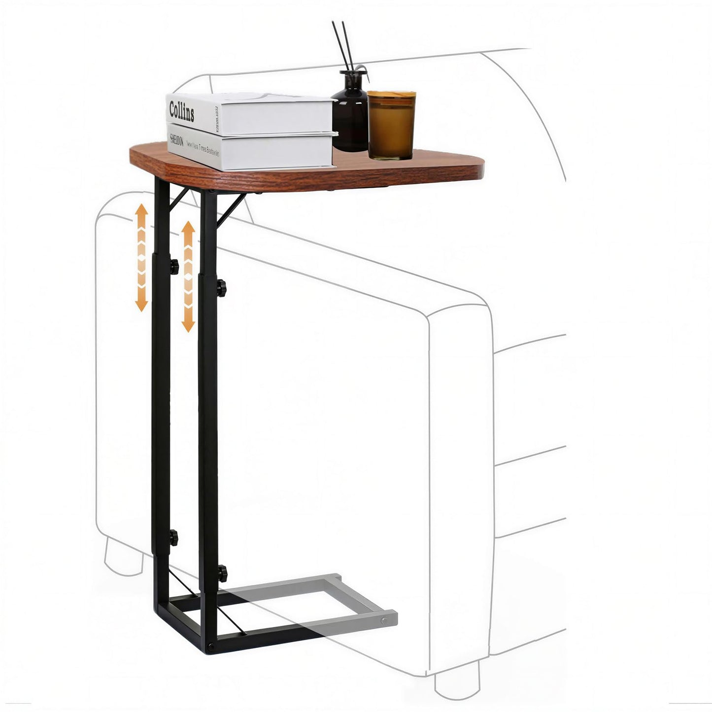 OFIDELITY Side Table, Height Adjustable C table, End Table for Sofa, Couch & Bedside