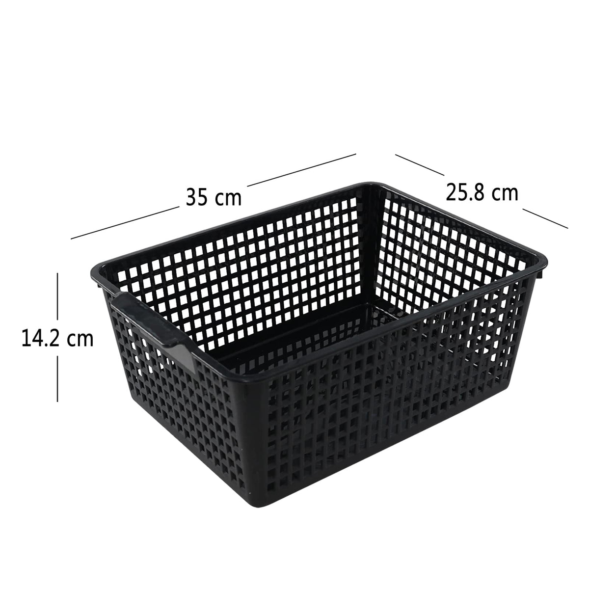 Joyeen Large Stroage Basket, Plastic Kitchen Cupboard Basket Box Set of 4 (Black)