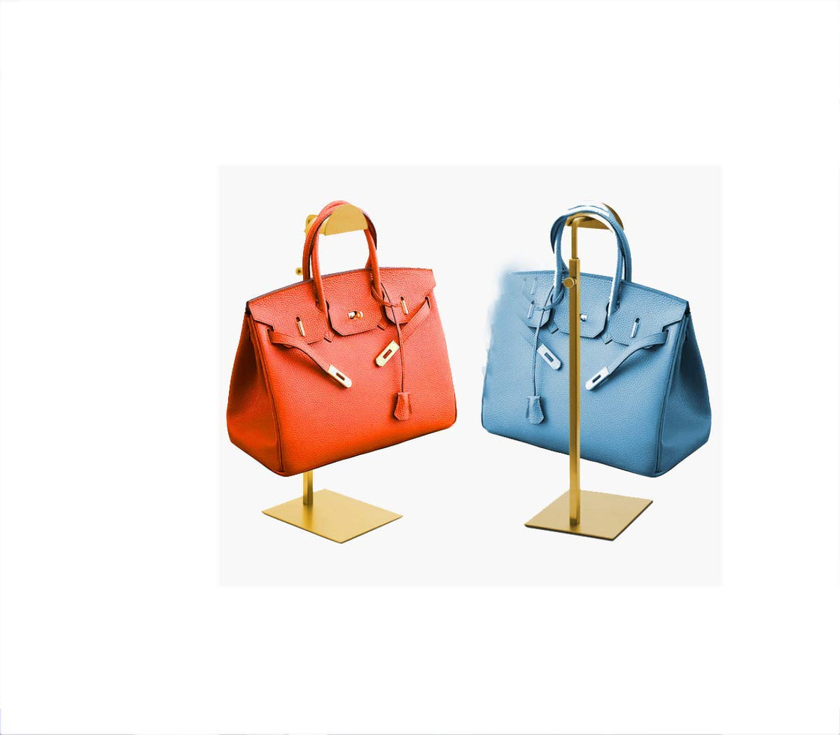 2 Pack Gold Purses Single Hook Handbag Rack Adjustable Height Display Stand Rack (Large arc)