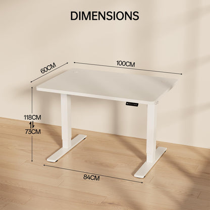Homall Electric Height Adjustable Desk, Adjustable Height Office Desk with USB Ports, 100x60cm, Home Office with Splice Board, White