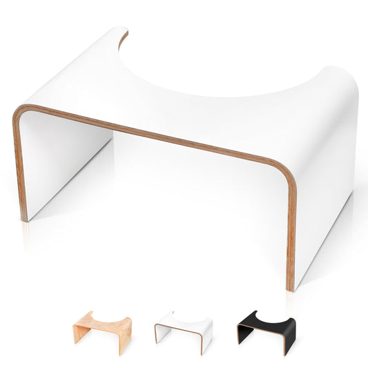 Well Care Wooden Toilet Stool for adults White - Bathroom Foot Step for Squatting - Stoolie for Squat posture to relieve Constipation - Made in France