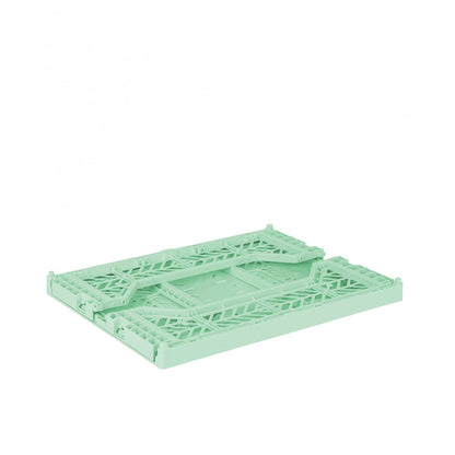 AYKASA Folding Crate, Sturdy Folding Box, Plastic, Stackable, Warm Mint, Midi (40 x 30 x 14 cm)