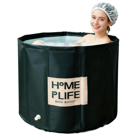 Portable Foldable Bathtub, Soaking Bathtub for Shower and Ice Bath, Home Sauna SPA Bath Tub for, Cold Plunge Tub for Recovery (80 x 65cm)