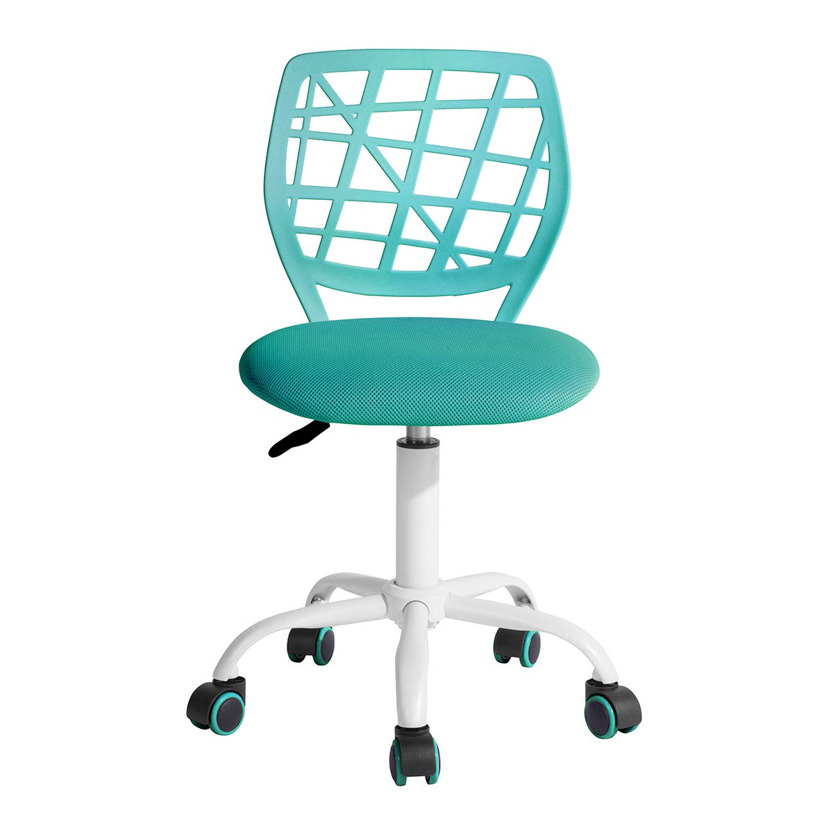 FurnitureR Office Chair Desk Chair Adjustable Height Swivel Fabric Seat Ergonomic Work Chair without Armrest, Turquoise