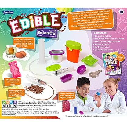 John Adams Edible Science Kit: 15 Fun Food Experiments | STEM Toy | Age 8+ | Create, Eat & Enjoy Food Such As Chocolate Spaghetti, Edible Slime & Sugar Crystal Geode | Gift Idea Birthday, Christmas