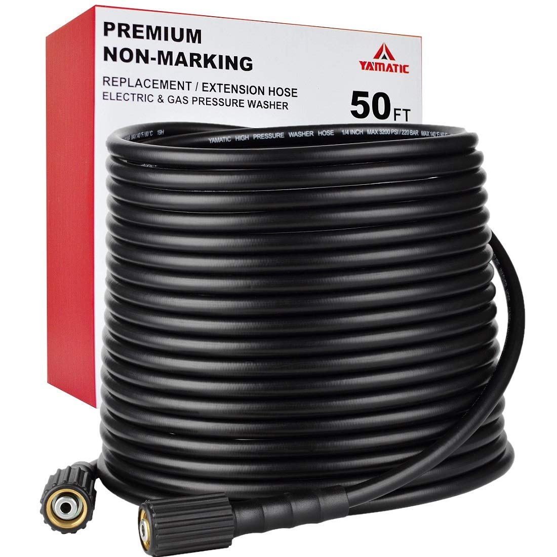 YAMATIC M22Pressure Washer Hose 15M/50FT 1/4", Kink Resistant Power Washer Hose Replacement for Flexzilla Uberflex Ryobi Genarac Troy Bilt Honda