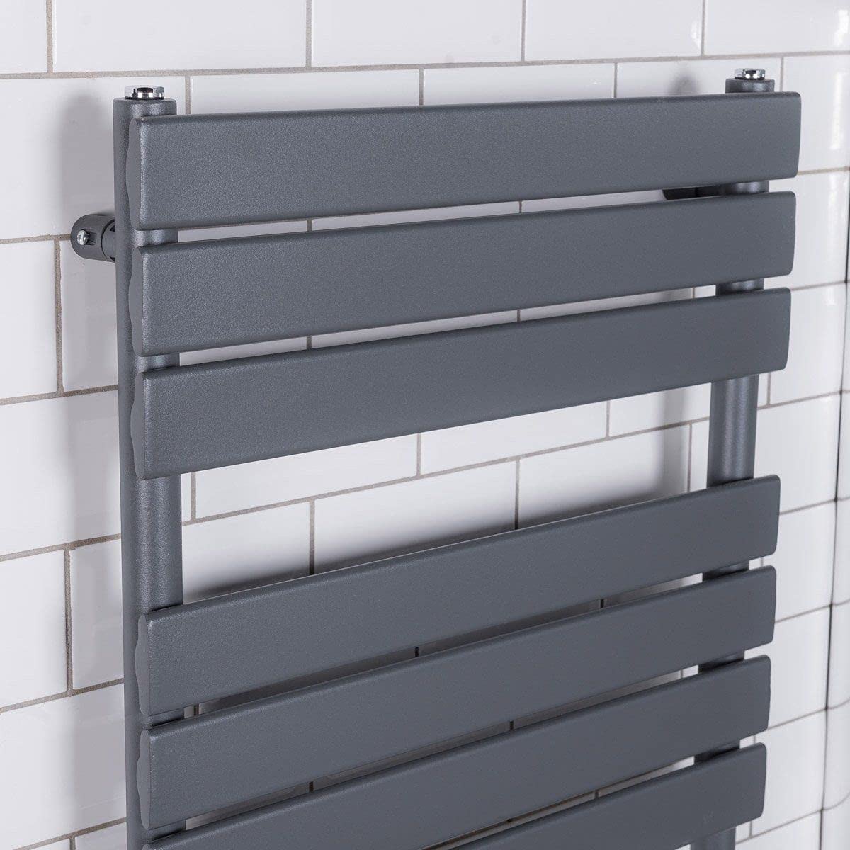 Warmehaus Flat Panel Heated Towel Rail Radiator Anthracite 1600x600mm Grey