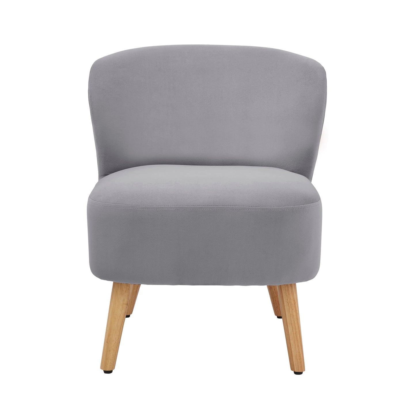 GFW Evie Velvet Accent Chair, Upholstered Occasional Chair with Curved Back & Wooden Legs