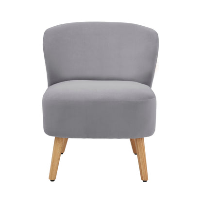 GFW Evie Velvet Accent Chair, Upholstered Occasional Chair with Curved Back & Wooden Legs