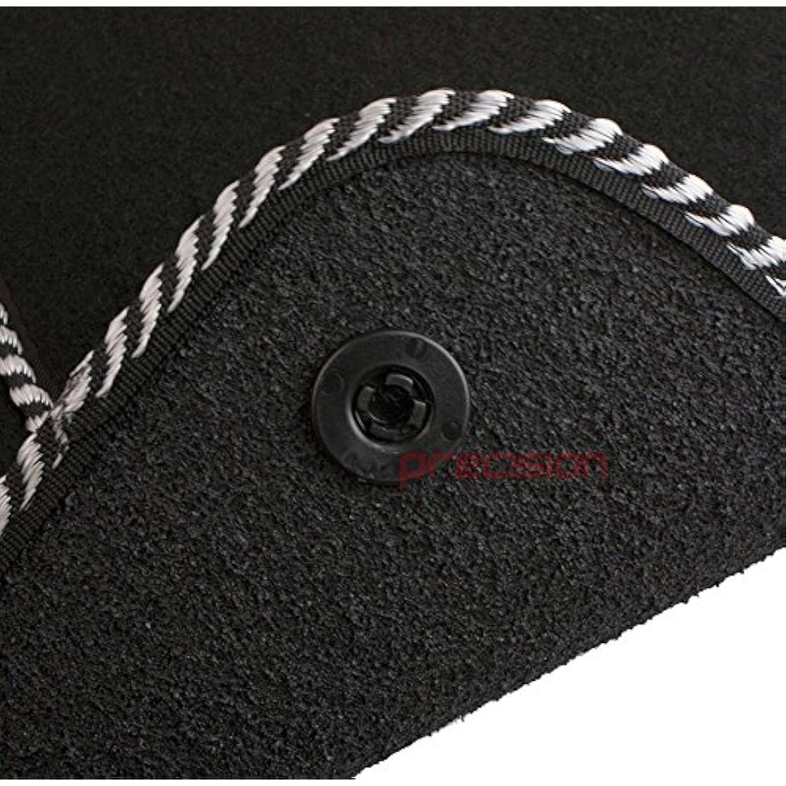 Precision 500 Logo On Black Car Mats For Fiat 500 2013-2020 Classic Silver Twist - SS Mats