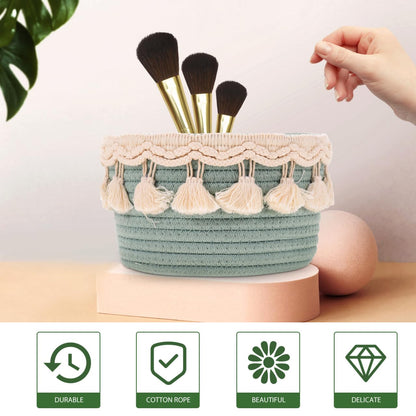 Ciieeo Woven Storage Basket Rope Storage Basket for Bathroom Bedroom and Desktop Organising Small Round for Snacks Cosmetics and Everyday Items 7.87