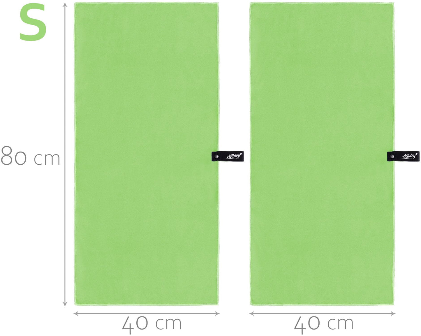 Actidry Microfibre Towel - light and absorbent - 9 colours S M L XL sizes - great for beach, sports and outdoor activity - S (40 x 80 cm) 2 pieces