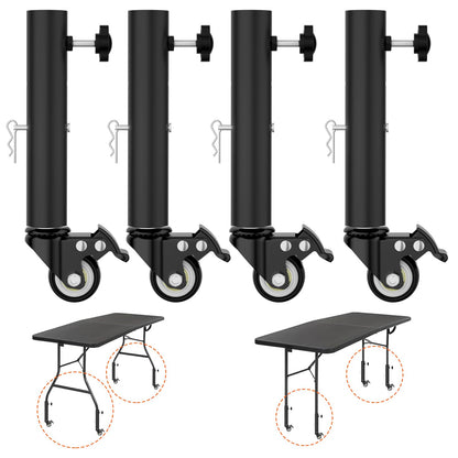 Lipshome Table Leg Extender with Casters Adjustable 6.3"-7.9" Height 4 Pack