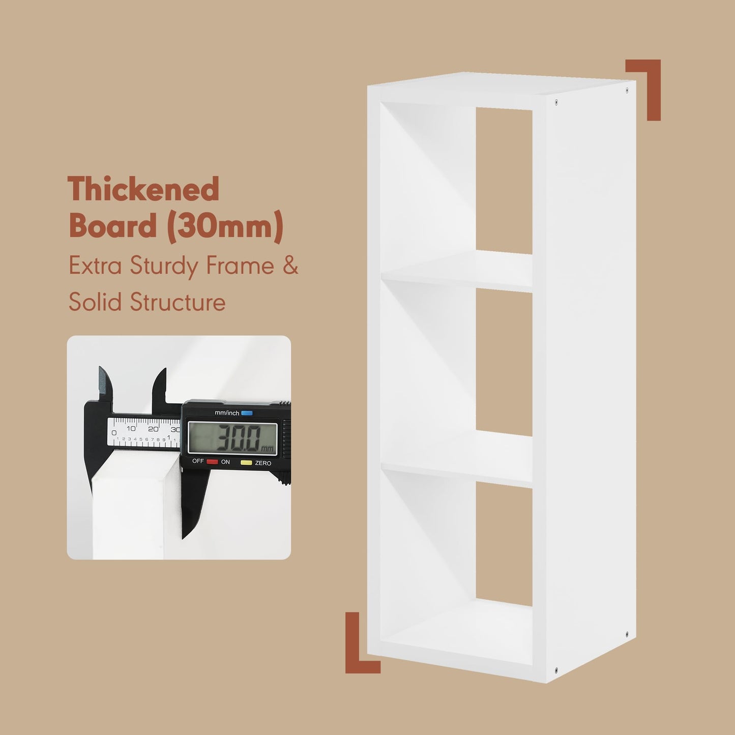 Furinno CUBICLE Record Player Stand with Vinyl Storage, 3-Cube 3 cm Extra Thick Vinyl Record Storage