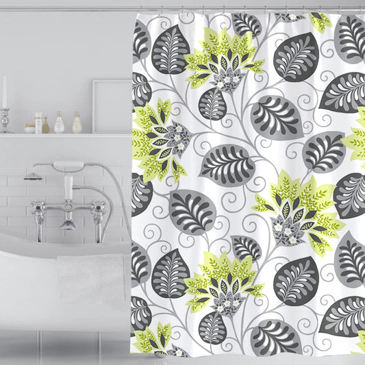 GONOVE Shower Curtain 200 x 200cm Mildew Resistant Waterproof Polyester Fabric Flowers Bathroom Shower Curtain Liner Long Washable Bath Curtain with