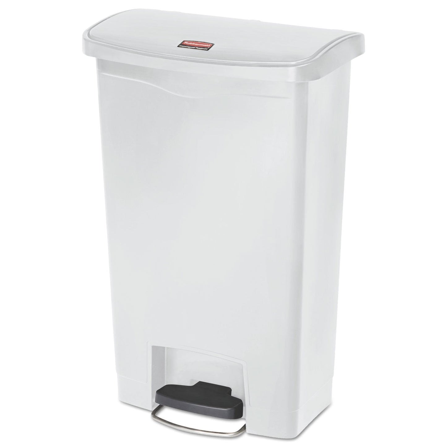 Rubbermaid Commercial Products Slim Jim Step-on Resin Front Step Waste Receptacle Bin 50 Litre White 1883557
