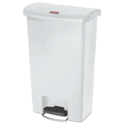 Rubbermaid Commercial Products Slim Jim Step-on Resin Front Step Waste Receptacle Bin 50 Litre White 1883557