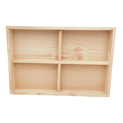 Anktily Unfinished Wooden Storage Divider Box with 4 Compartments, Showcase Display Box Underwear Storage Case Wood Display Tray for Jewellery