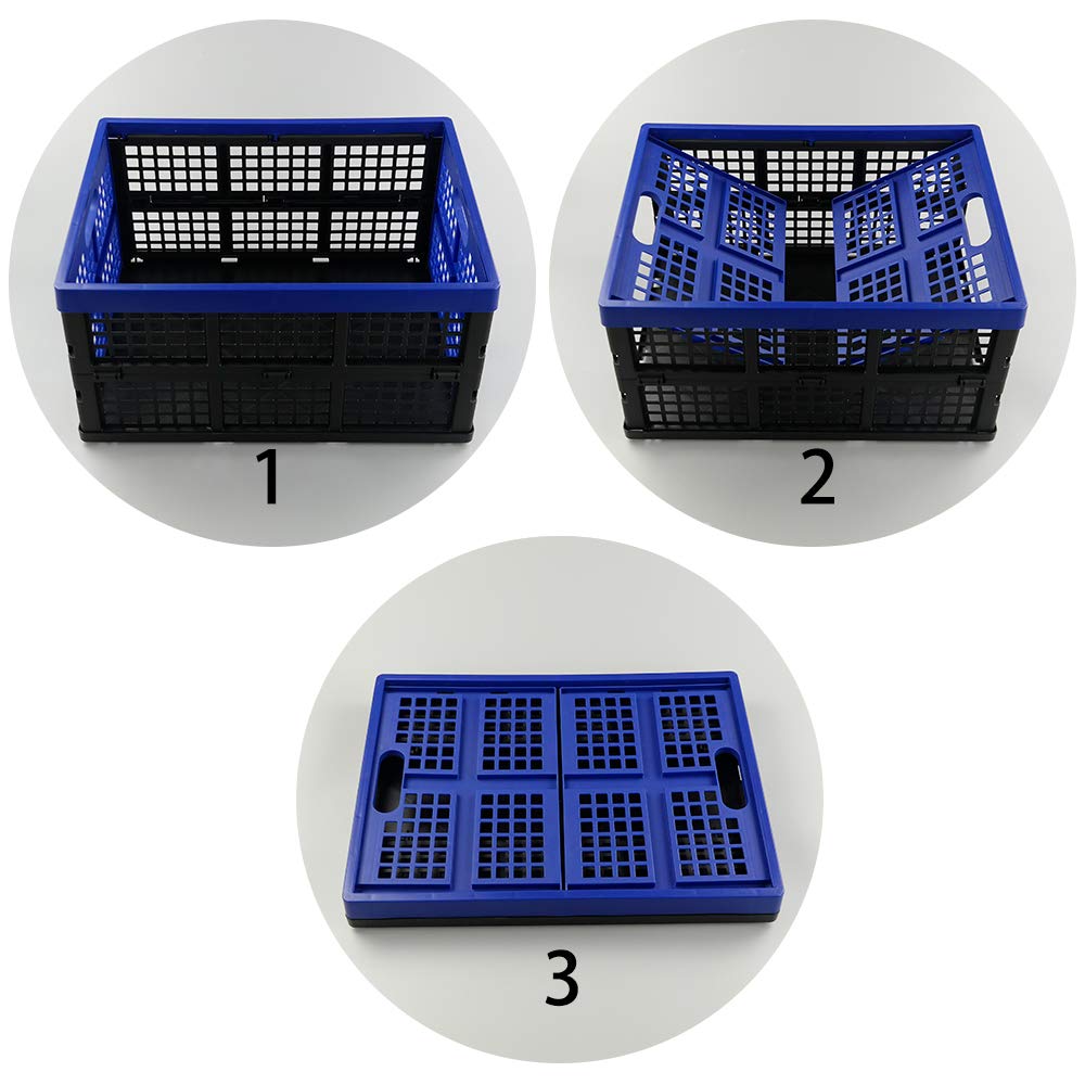 Hespapa 2 Packs 35 L Folding Storage Crates, Plastic Collapsible Storage Milk Crate Baskets