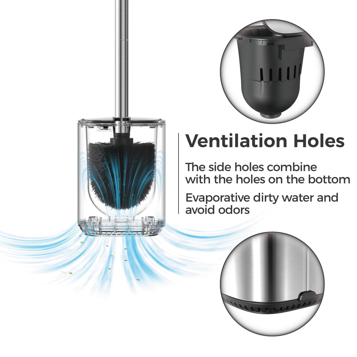 Sleek Toilet Brush Holder Set Toilet Bowl Brush Stainless Steel Automatic Open lid Toilet Bowl Cleaner Brush with Durable Bristle Head Toilet